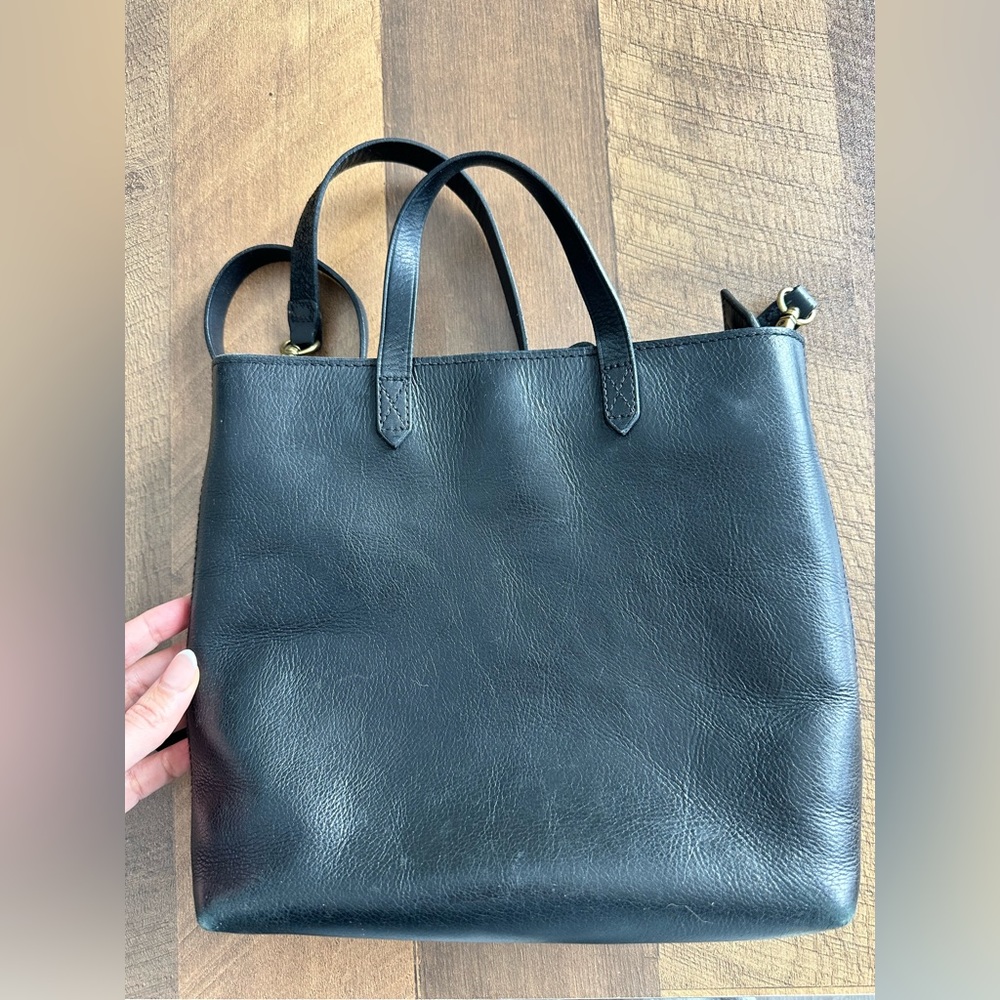 Madewell black Leather Crossbody Tote